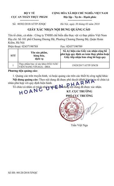Dầu Gấc Vinaga DHA - Chai 100 viên