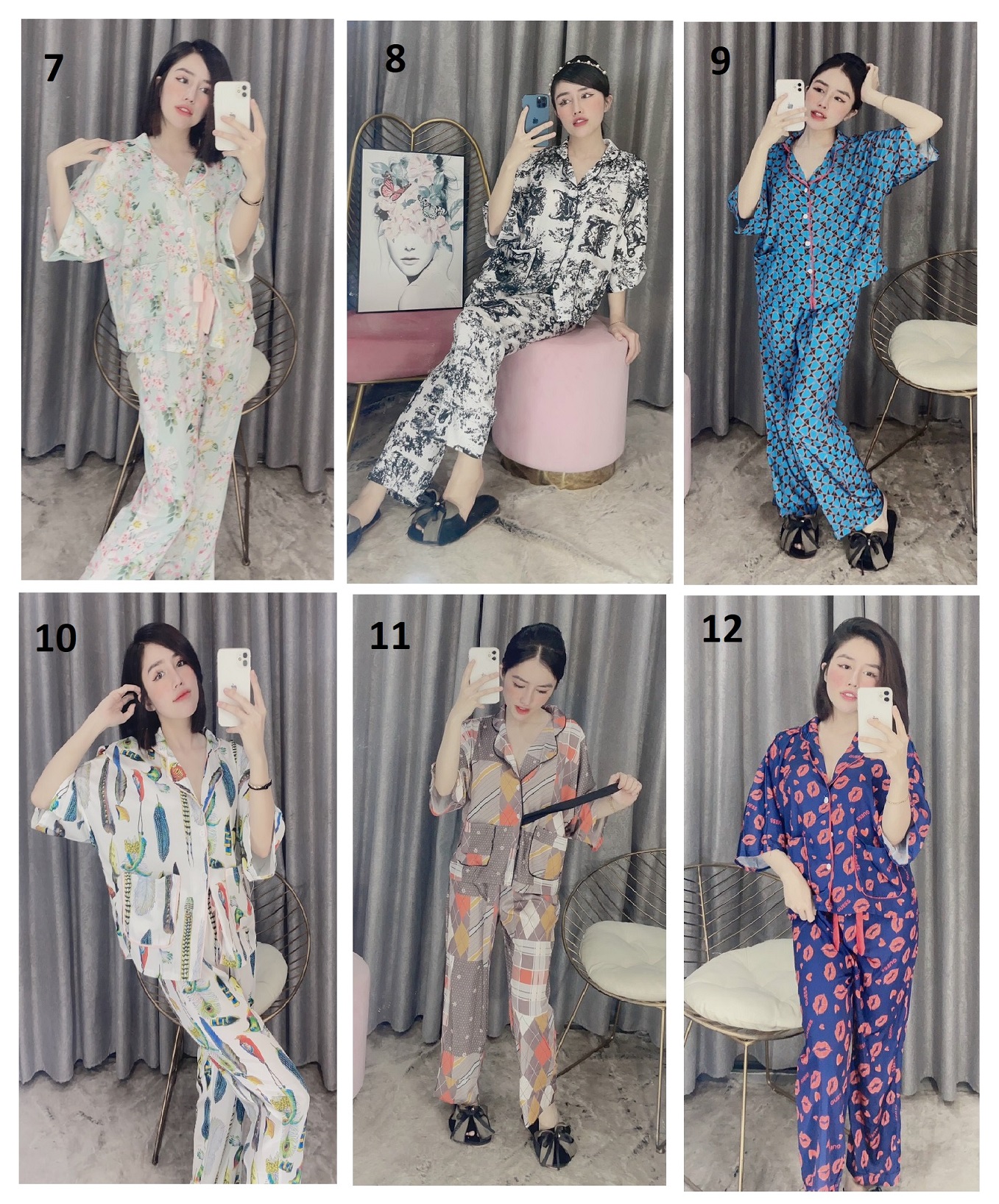 [HCM]Đồ Bộ Lụa Latin - Tay Cánh Dơi Quần Dài (50-63kg) (P1)