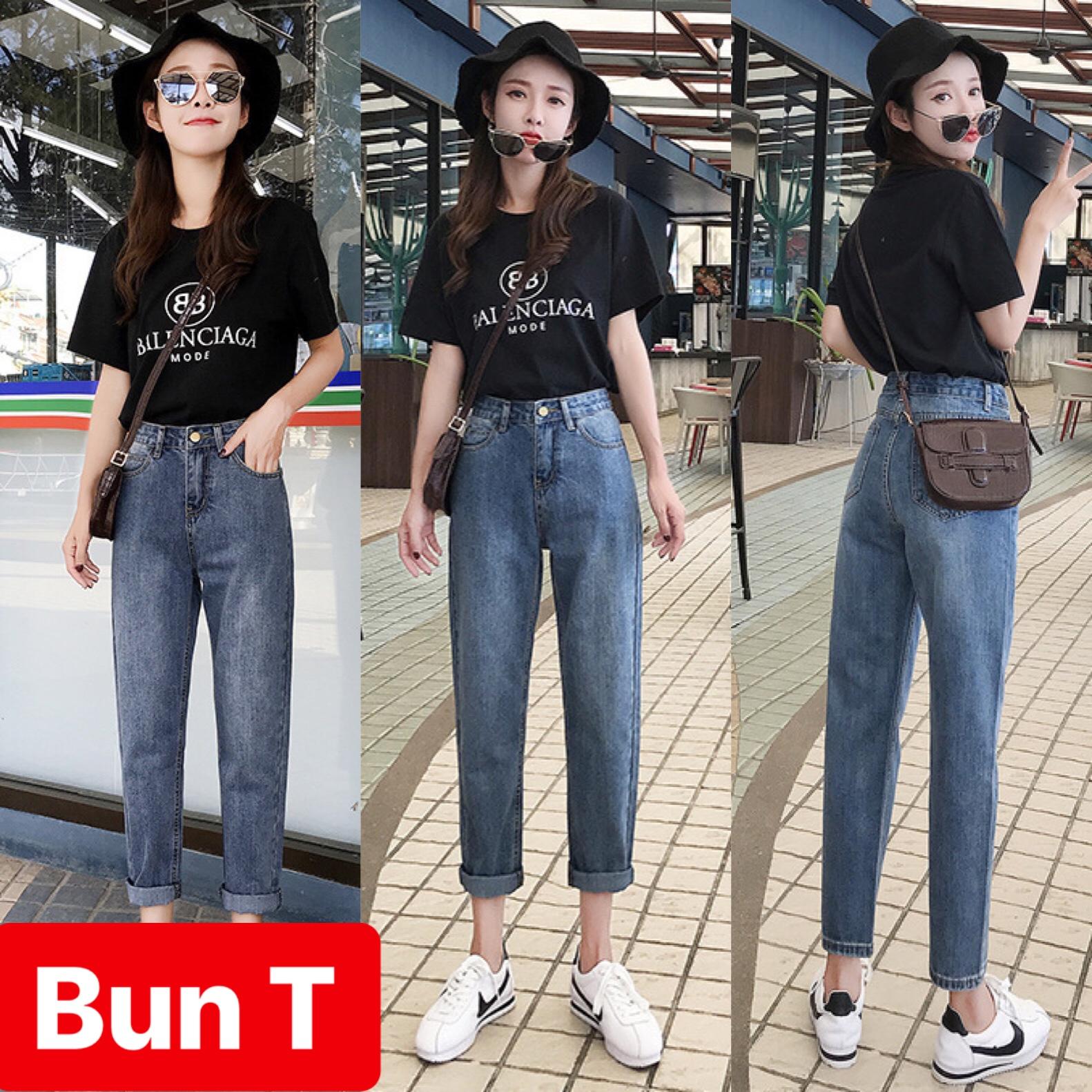 QUẦN BAGGY JEAN NỮ CHẤT BÒ XANH TRƠN LƯNG CAO NÂNG MÔNG NHẬT BẢN FUSI T&T-513 - TRANG BUN FASHION