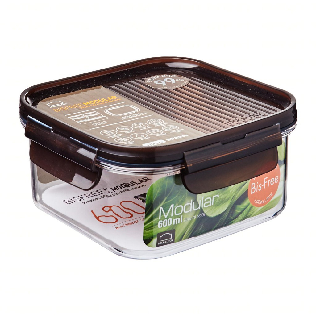 Hộp bảo quản thực phẩm bằng nhựa Lock&Lock Bisfree Modular từ 260ml đến 4.8L Nắp nâu gài 4 chiều, hộp đựng kín hơi