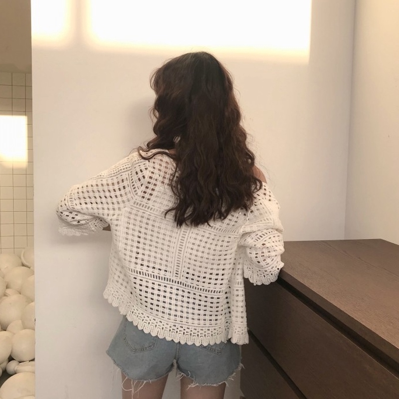 Áo khoác cardigan tay lỡ 3/4 kiểu lưới thời trang dành cho nữ