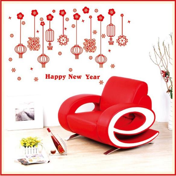 [HCM]Decal Trang Trí Tết - Rèm Dây Lồng Đèn Sợi