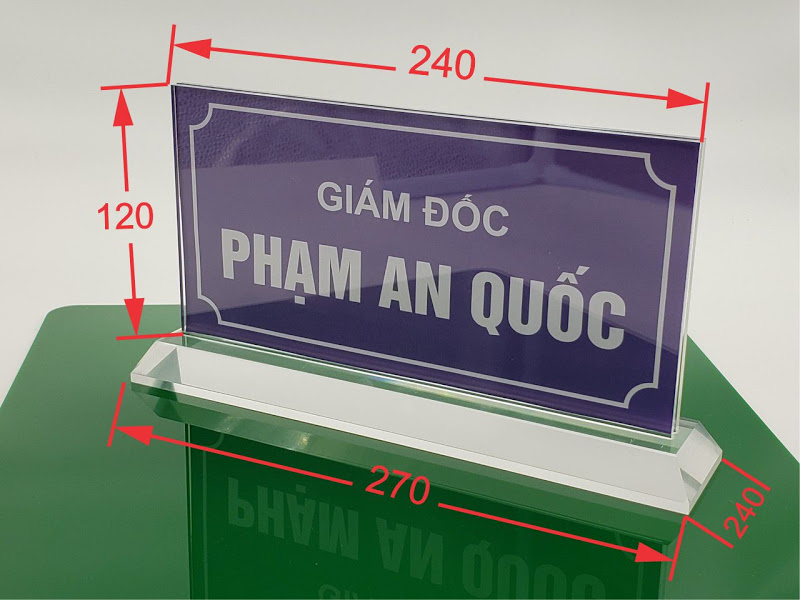 Biển chức danh mica ,kích thước :100x200 mm