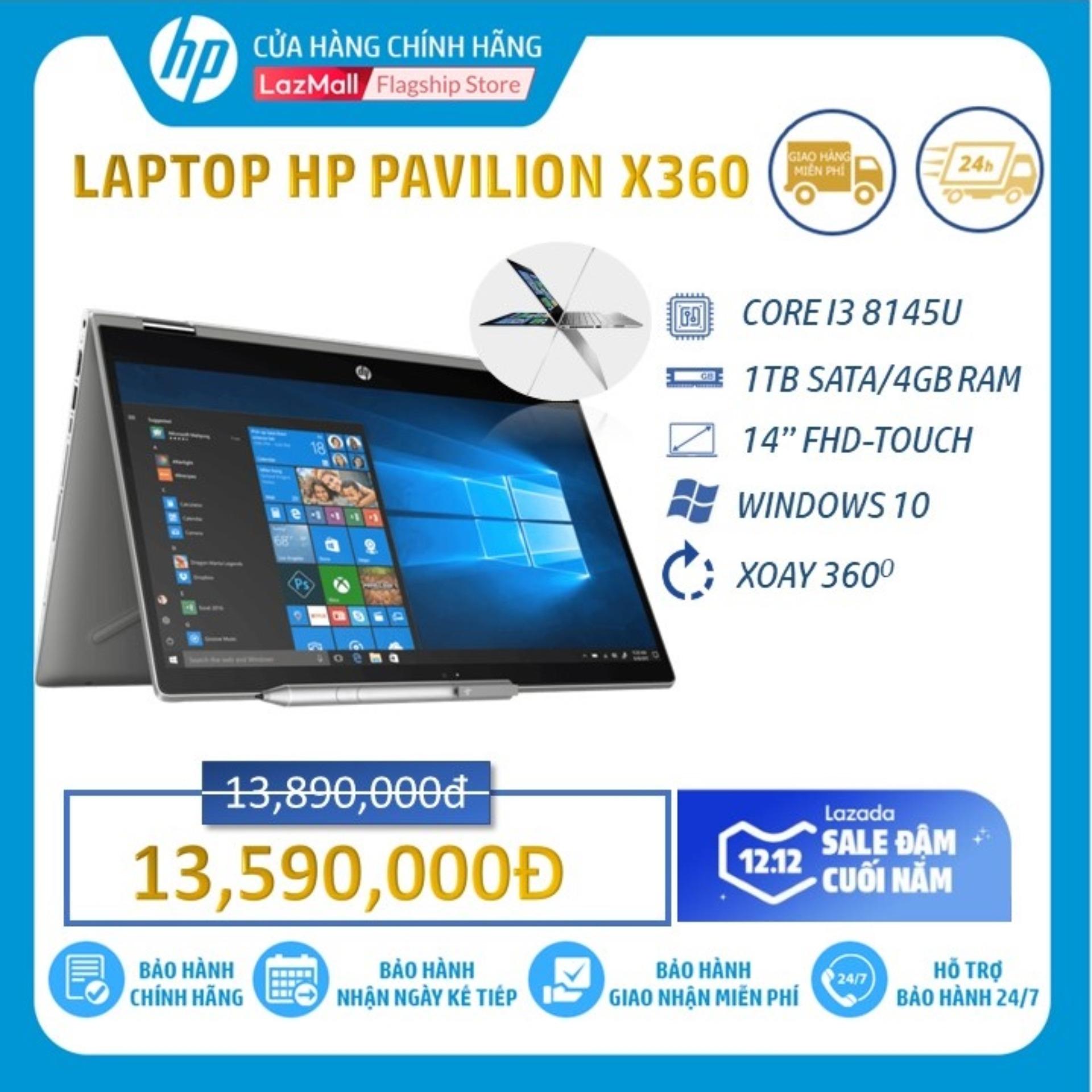 Laptop HP Pavilion x360 14-DH0103TU (Intel Core I3-8145U/ 4GB DDR4/ 1T SATA/ 14 FHD/WIN10 HOME/6ZF24PA) - Hàng Chính Hãng.