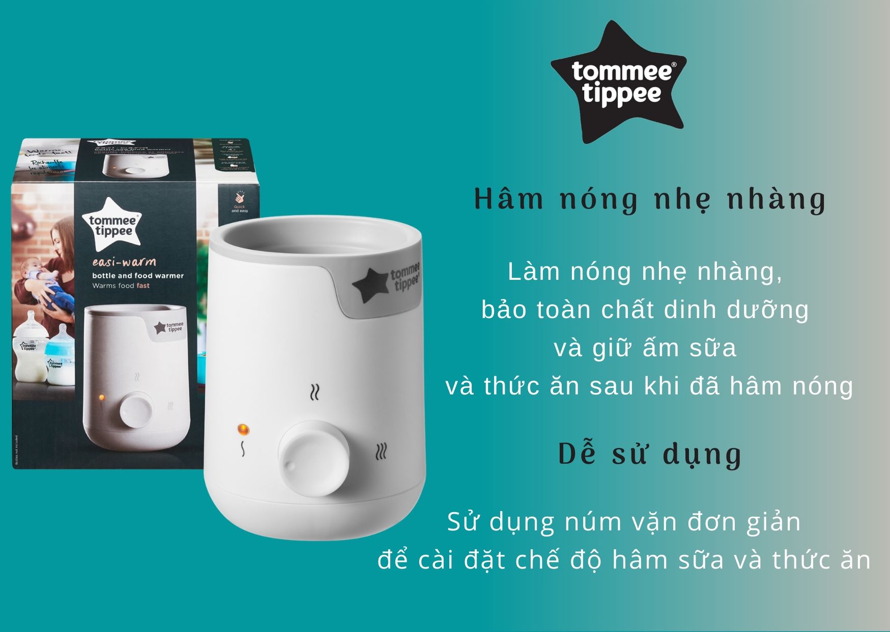 Máy hâm sữa và thức ăn cho bé Tommee Tippee Easi-Warm