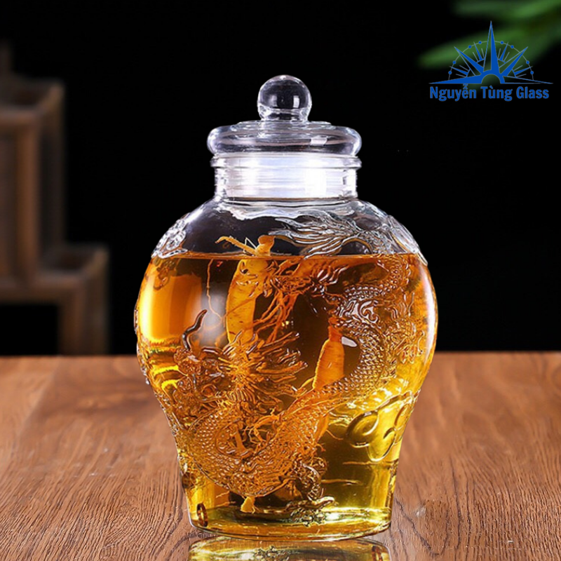 Bình ngâm rượu thuỷ tinh Chum Rồng 8 Lít