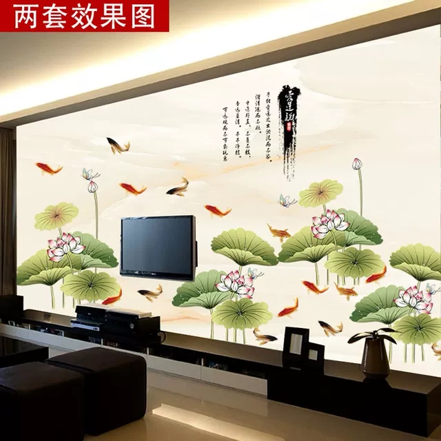 Decal dán tường: Hồ sen cá vàng DC226