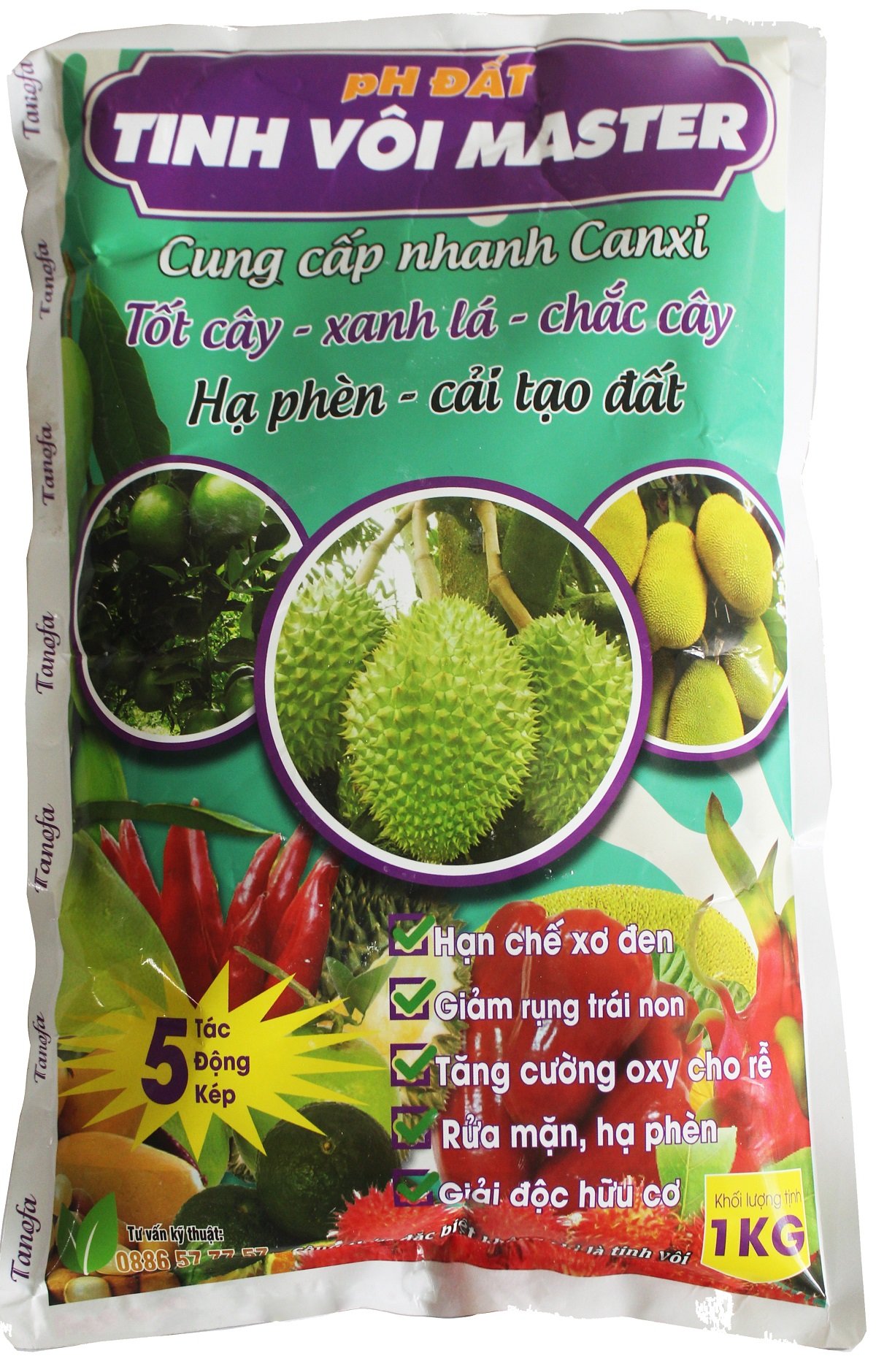 Tinh vôi master Rửa mặn, hạ phèn, nâng pH đất gói 1kg