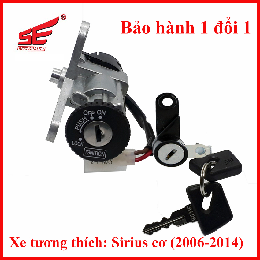 (FREESHIP) Bộ ổ khóa xe máy SIRIUS cơ từ 2006- 2014 2 cạnh cao cấp