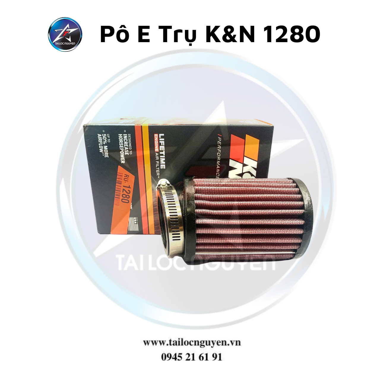 [HCM]PÔ E TRỤ 1280 K&N HÃNG CHO XE MÁY