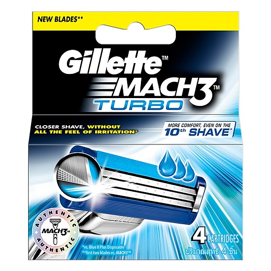Hộp 4 lưỡi dao cạo râu Mach 3 Basic Gillette