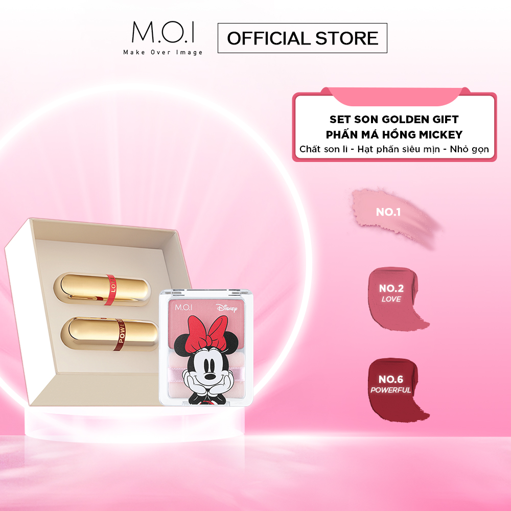 Bộ đôi Set Son Golden gift (Set 2_Love) và Phấn má hồng Mickey