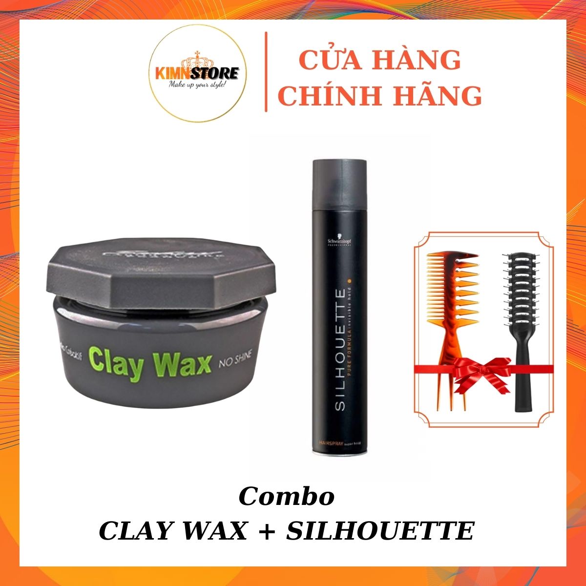 Combo Sáp vuốt tóc CLAY WAX 100g & Gôm xịt tóc nam (mẫu tùy chọn)