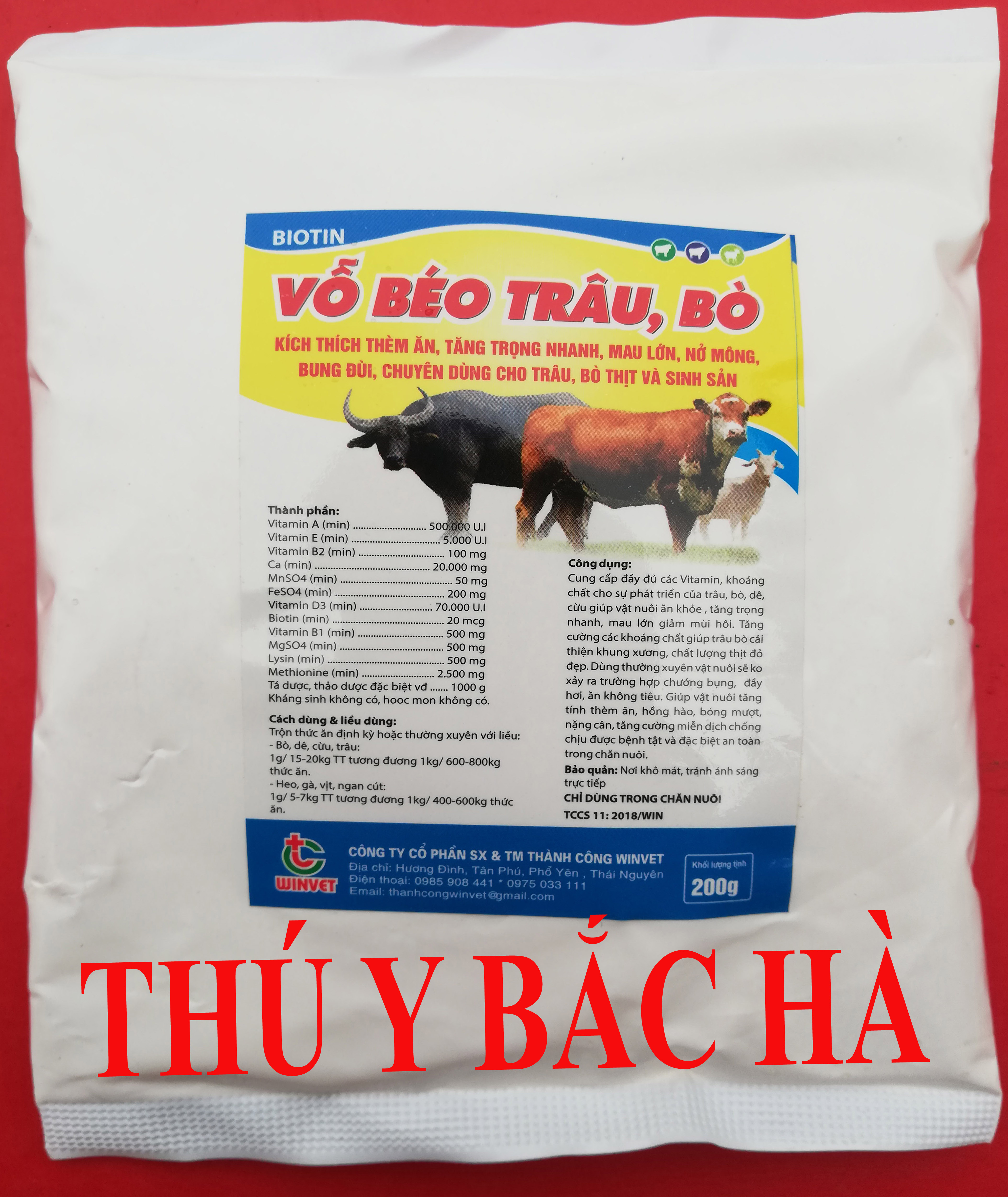 1 GÓI 200g VỖ BÉO TRÂU, BÒ KÍCH THÍCH THÈM ĂN, TĂNG TRỌNG NHANH, MAU LỚN, NỞ MÔNG, BUNG ĐÙI, CHUYÊN DÙNG CHO TRÂU, BÒ THỊT VÀ SINH SẢN