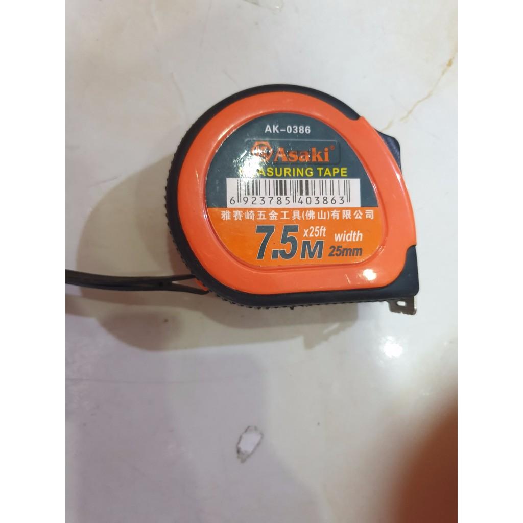 Thước cuộn lá thép Asaki AK-386 C2-7.5m (Đen phối cam)