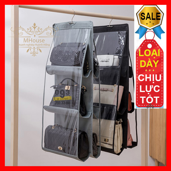 Bags Detachable 6 Compartment Organizer Pouch Hanging Handbag Organizer Clear Purse Bag Collection Storage Bag Holder Wardrobe Closet