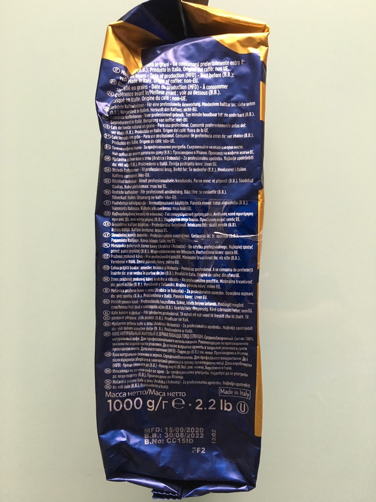 Cà phê hạt đã rang Lavazza  Gold Selection 1000g