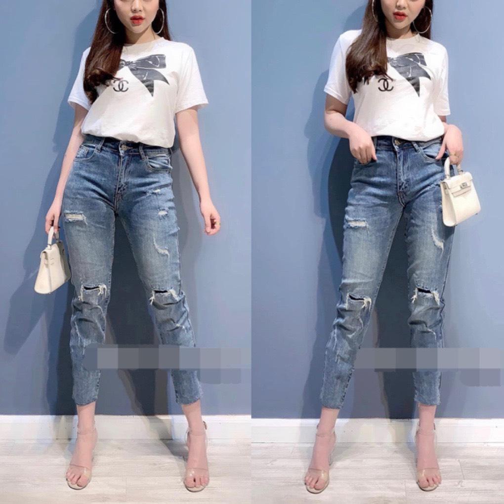 [HCM]QUẦN JEAN NỮ BIG SIZE ĐẠI RÁCH VÁ 2436