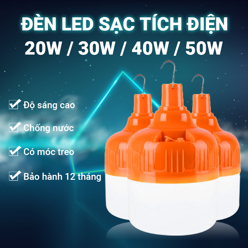 [HCM]Bóng đèn LED siêu sáng Q021 sạc tích điện có móc treo tiện lợi hao phí thấp tiết kiệm điện năng chất liệu nhựa cao cấp độ bền cao tuổi thọ sử dụng lâu