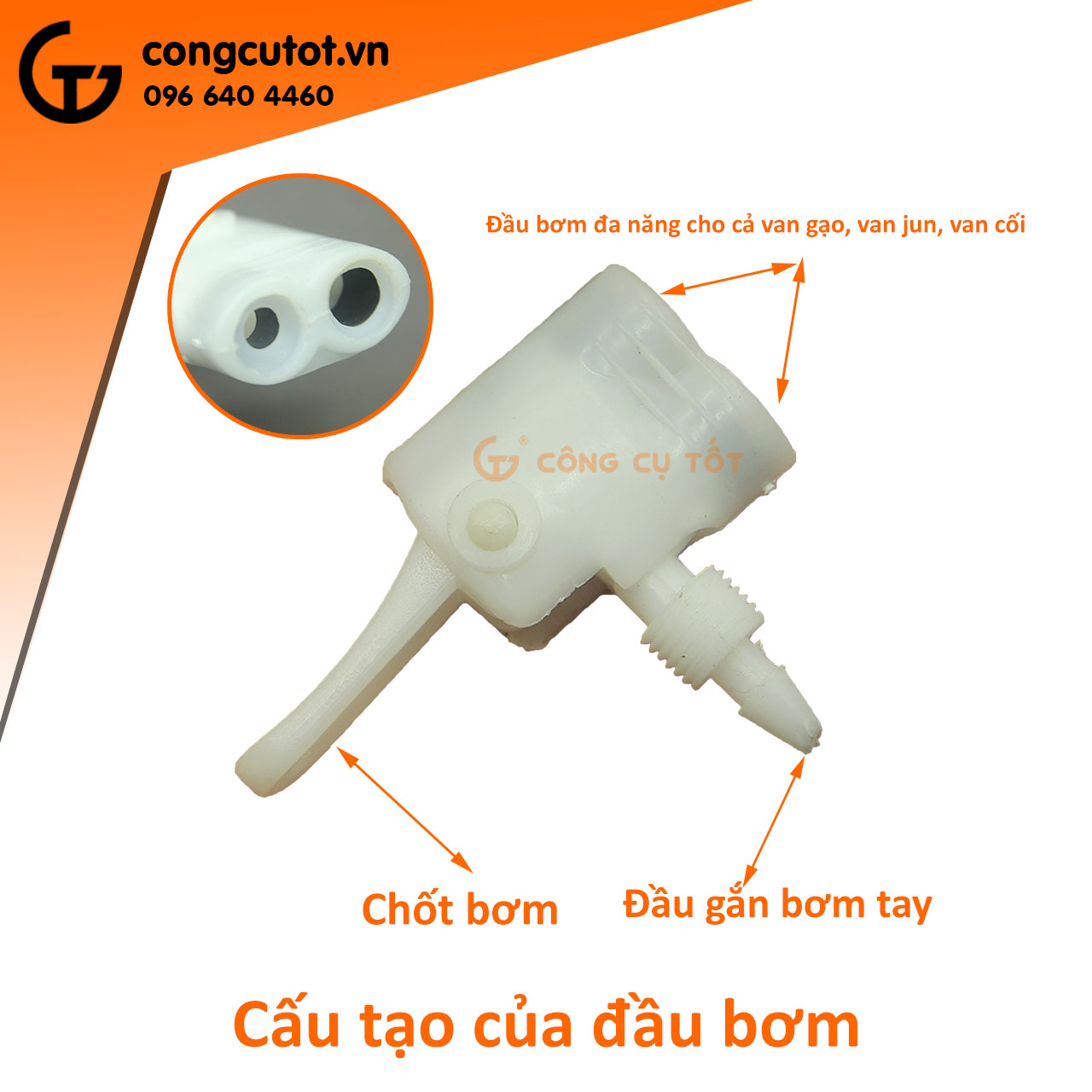 Đầu van bơm xe máy, xe đạp