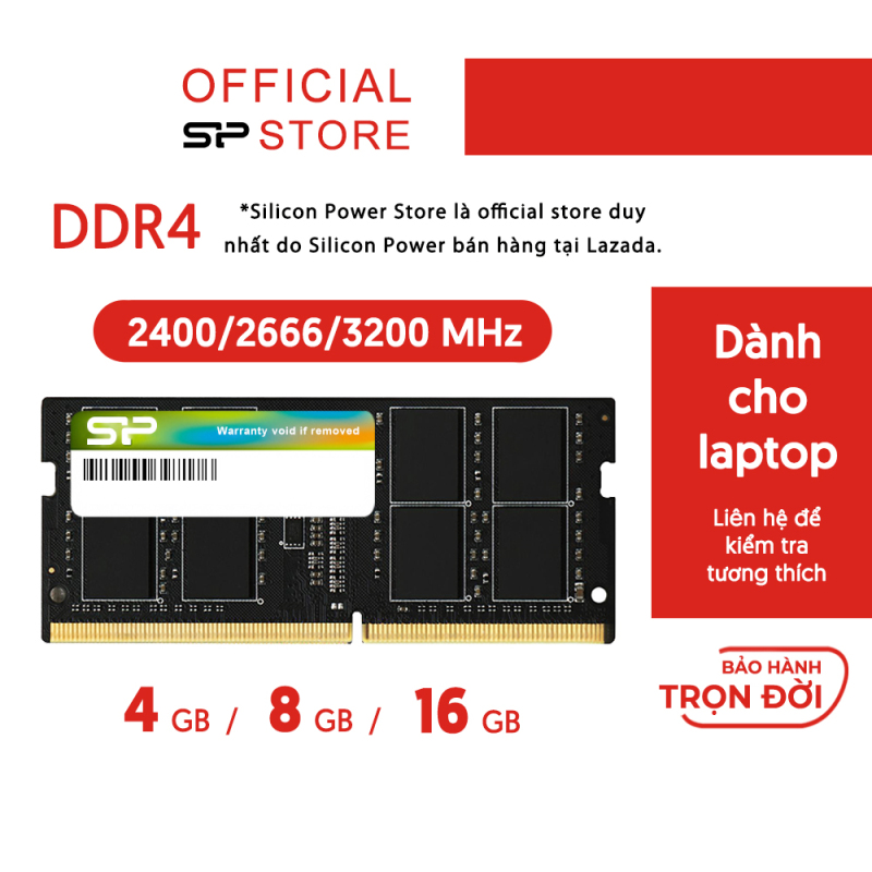 Ram laptop Silicon Power DDR4 2133/2400/2666/3200 Mhz SODIMM 4GB/8GB/16GB-Chính hãng
