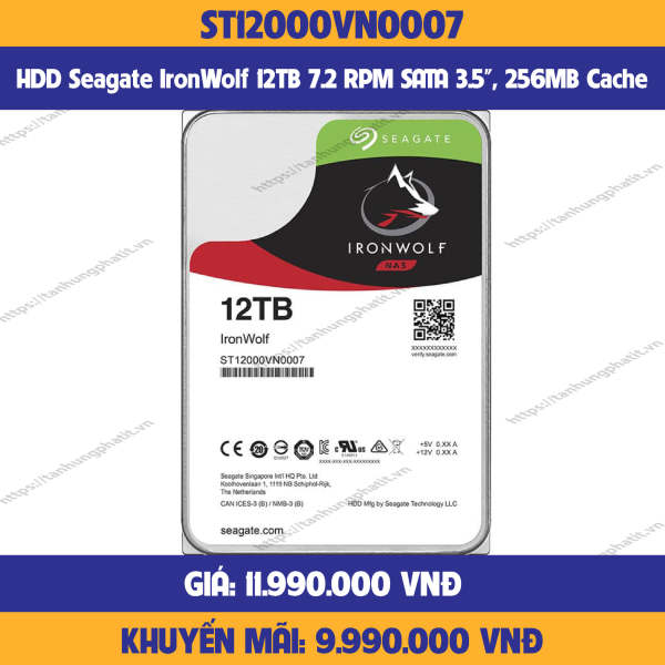 Ổ CỨNG HDD SEAGATE IRONWOLF 12TB ST12000VN0007