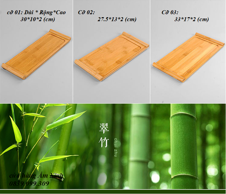 Khay trà tre dáng cuốn thư dùng cho bàn trà đạo