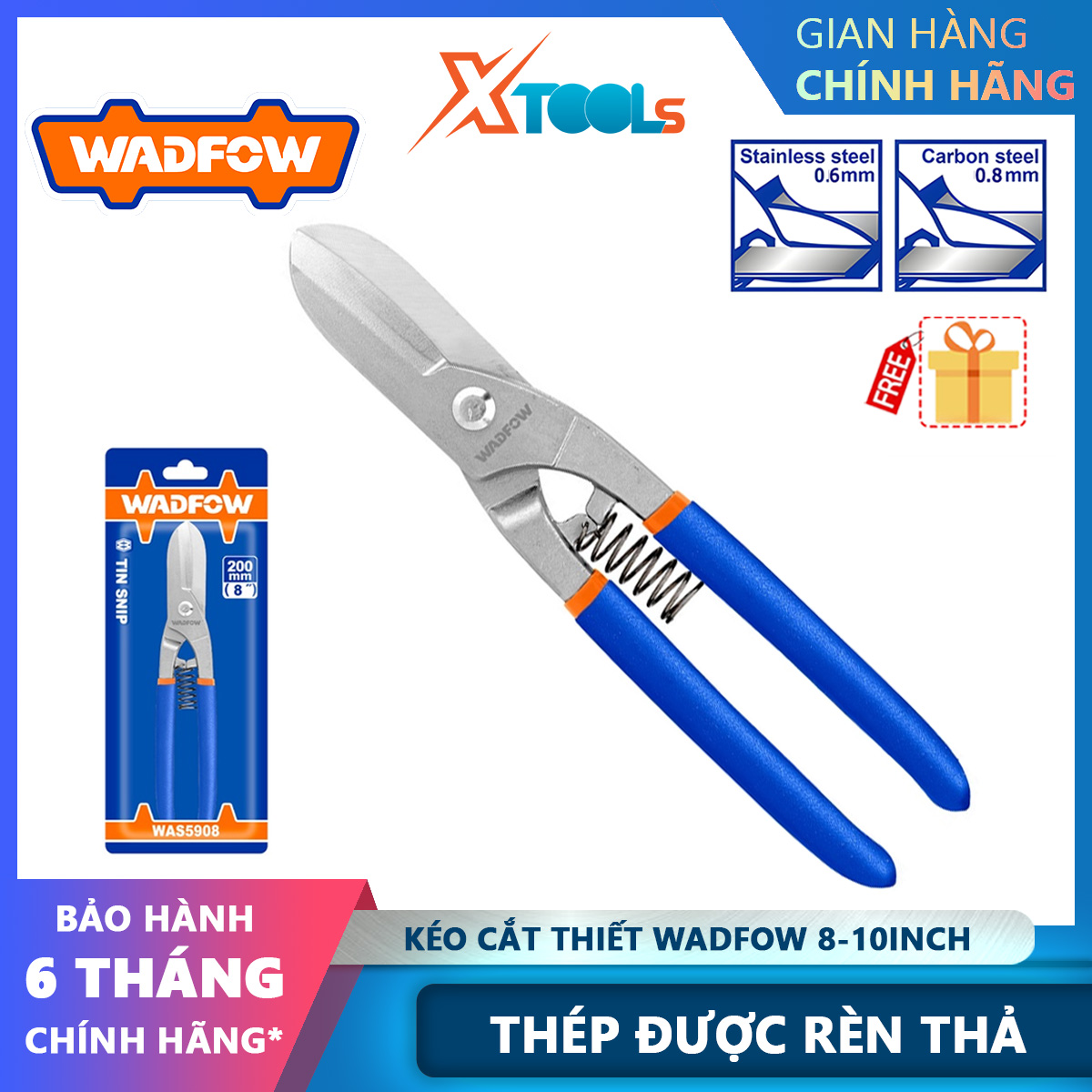 Wadfow 8-10inch corrugated cutting scissors Max cutting thickness 0,8mm forged steel-genuine