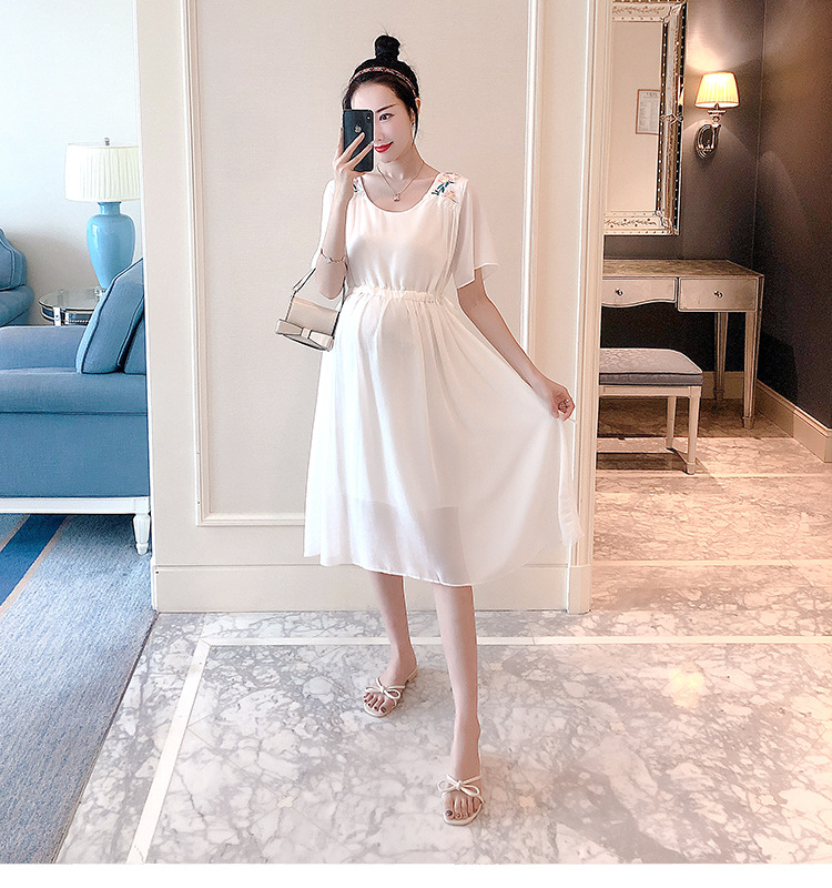 [HCM]Đầm bầu trăng thêu dự tiệc voan nhẹ mát