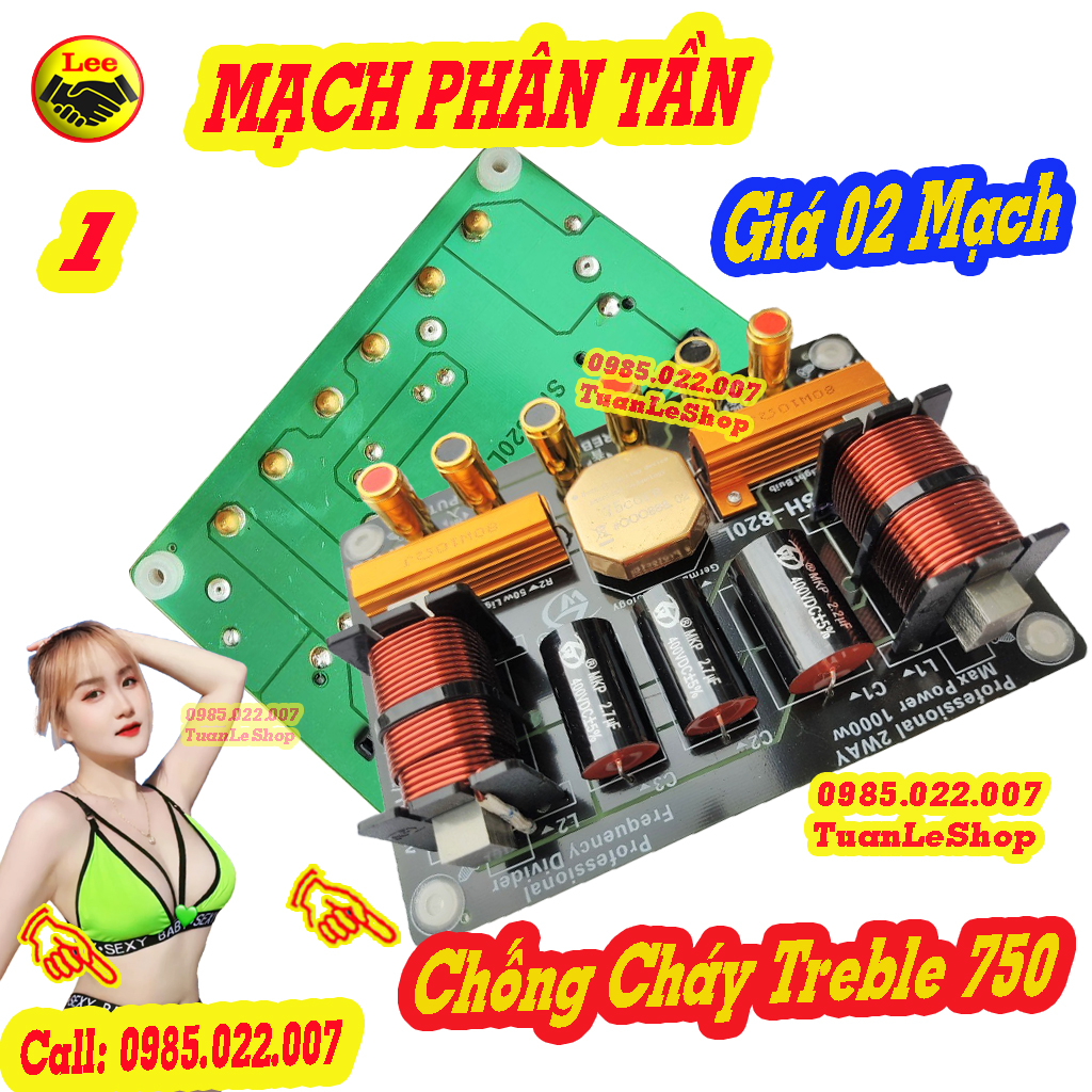 Mạch phân tần chống cháy treble 750 - 1 bass + 1 trep sh-820l giá 02 mạch - phân tần có bảo vệ treble