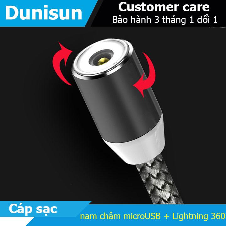 Cáp Sạc Từ Hít Nam Châm Đầu Android hoặc IPhone 360 Độ Dây Dù,Có LED