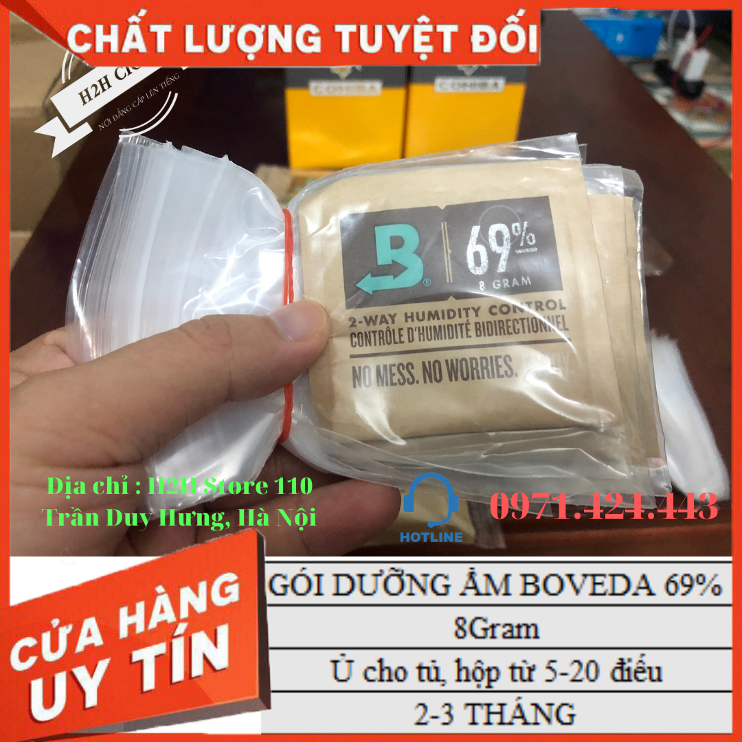 Boveda gói giữ ẩm 2 chiều - 65%, 69% và 72% - Gói bé 8 GRAM (3-10 điếu)