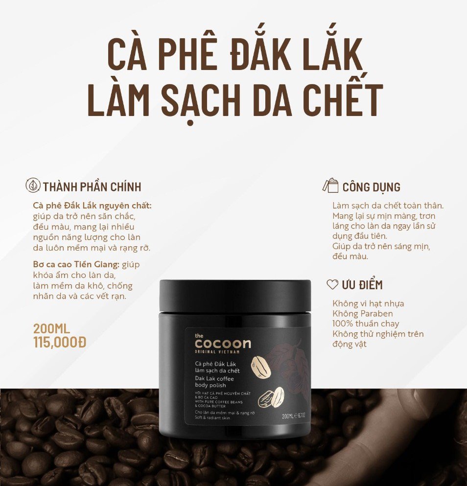 Xả kho - Cocoon Cà Phê Đắk Lắk Làm Sạch Da Chết Cơ Thể
