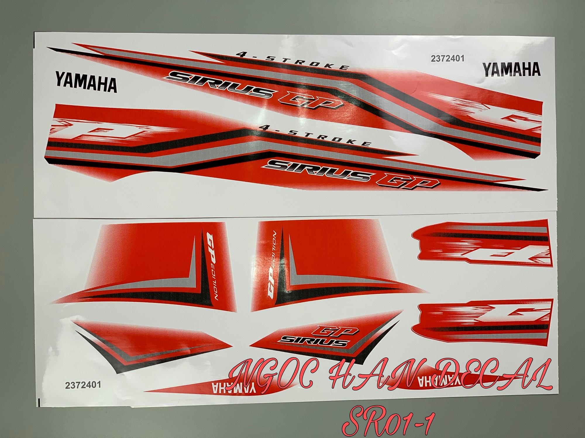 Tem chế nguyên bộ GP màu đỏ cho xe Sirius -- NGỌC HÂN DECAL