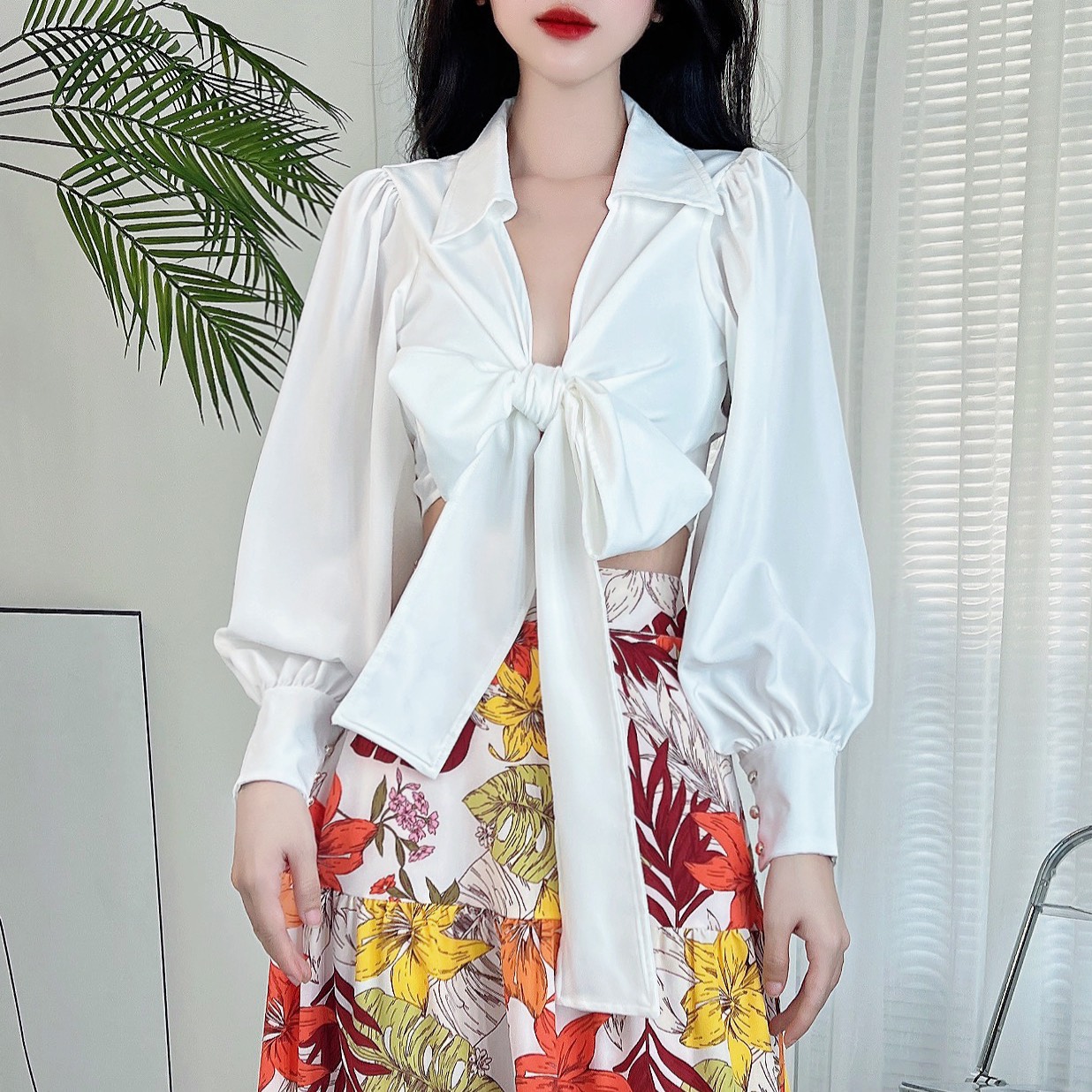 Áo sơ mi đắp chéo MIMIX đa phong cách BF2110