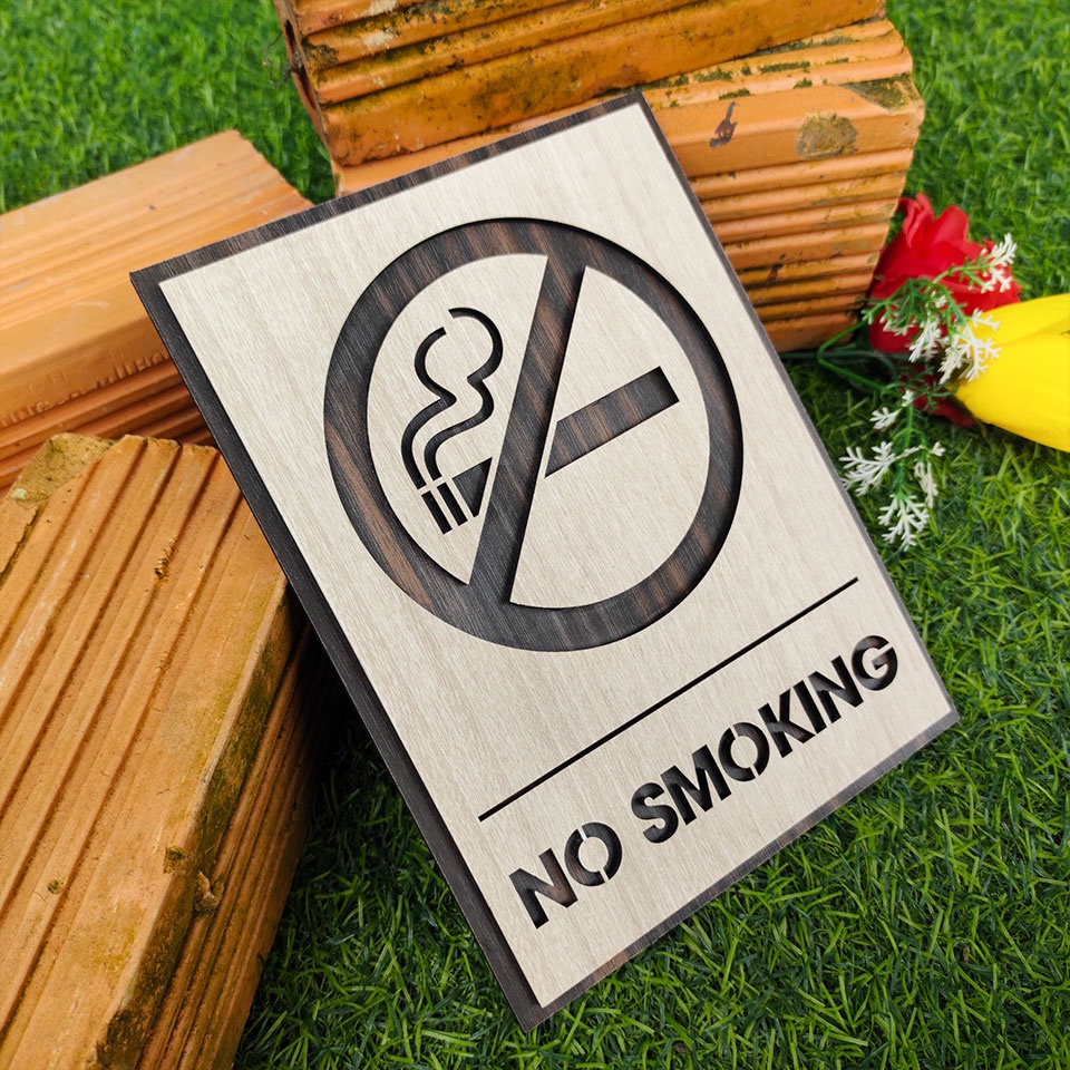 Bảng cấm hút thuốc, no smoking bằng gỗ