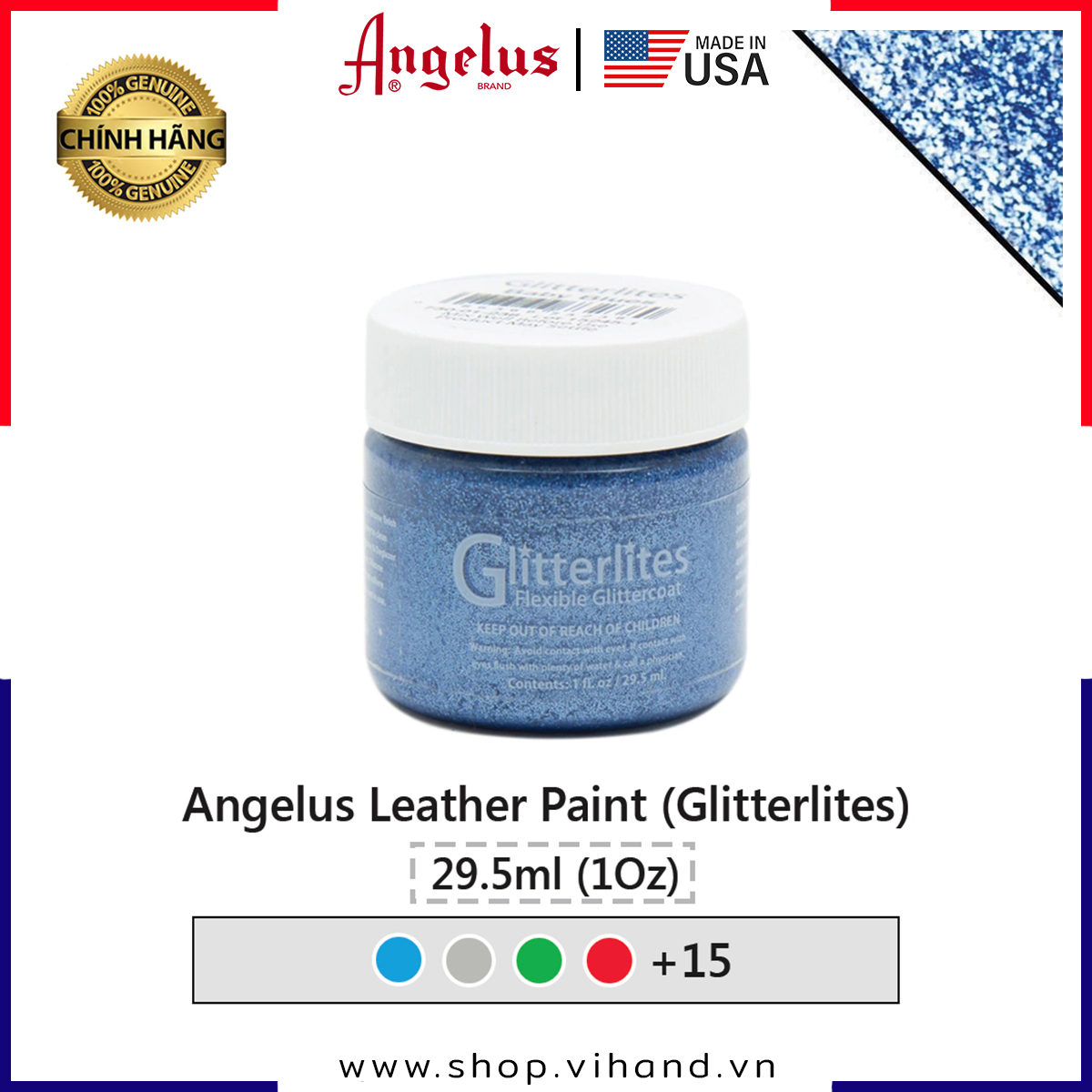 [HCM]Màu vẽ da vải Angelus Leather Paint (Glitterlites) - 29.5ml (1Oz)