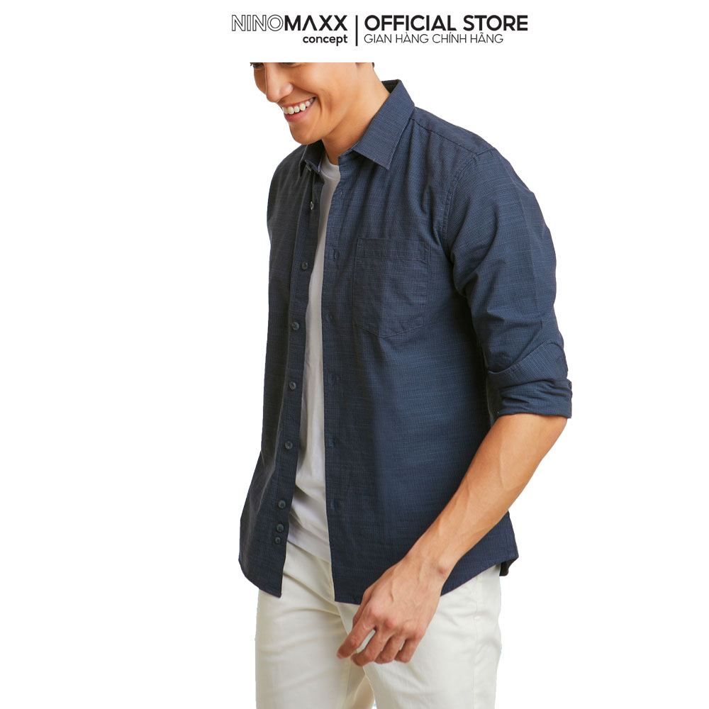 NINOMAXX Áo sơ mi Basic Nam tay dài chất liệu 100% cotton 2011094