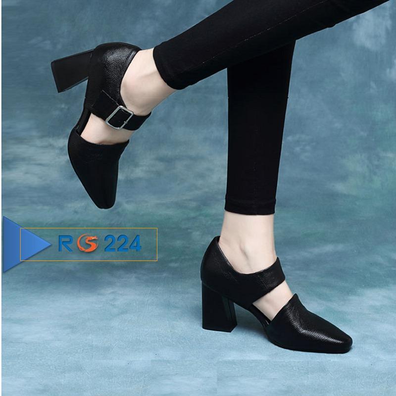 Giày boot bốt nữ đẹp hàng hiệu Rosata-6cm cổ thấp phá cách RO224