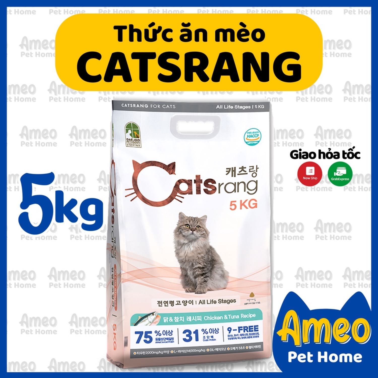 Thức ăn mèo Catsrang 5kg - Hạt mèo Hàn Quốc Catrang bao lớn 5kg date mới