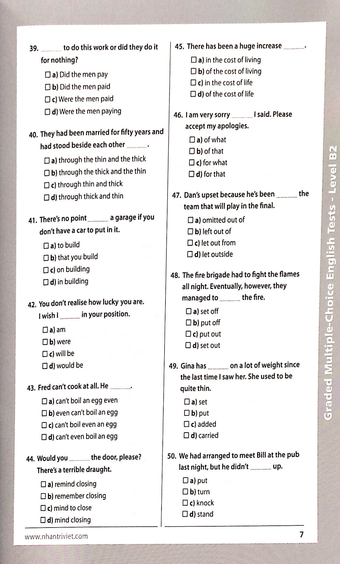 Fahasa - Graded Multiple - Choice English Test Level B2 (Không CD)