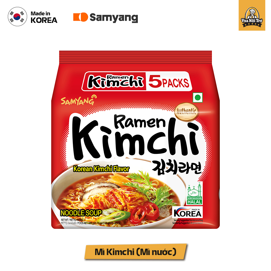 5 gói mì ăn liền vị kimchi samyang hàn quốc