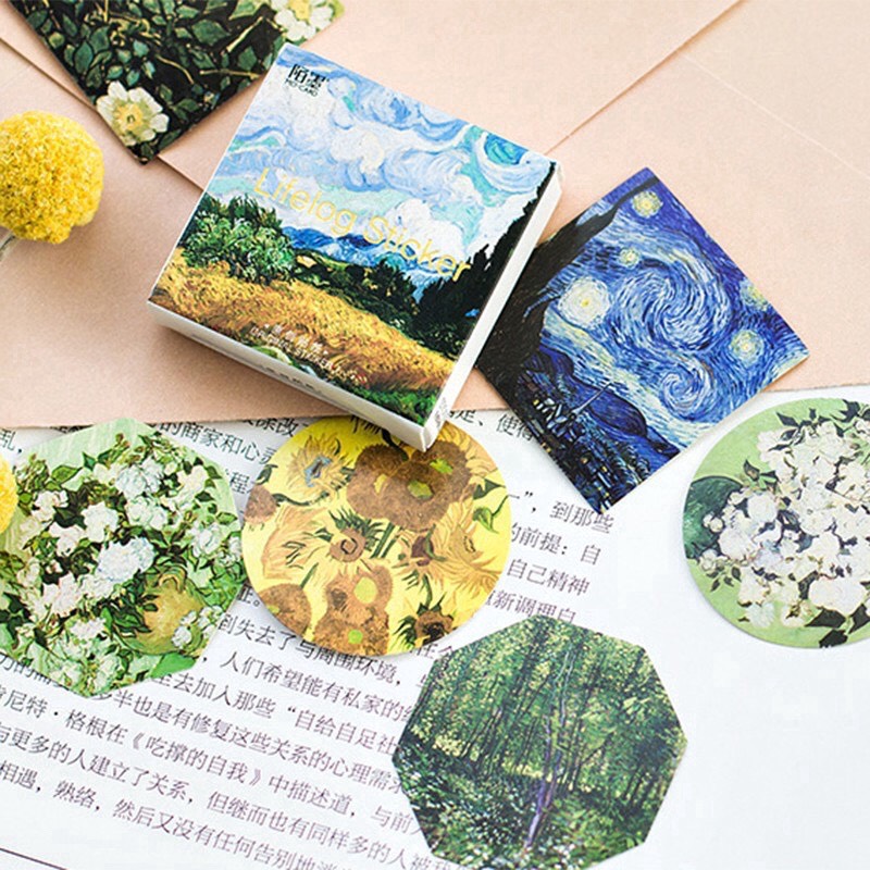 Hộp 45 miếng sticker tranh sơn dầu