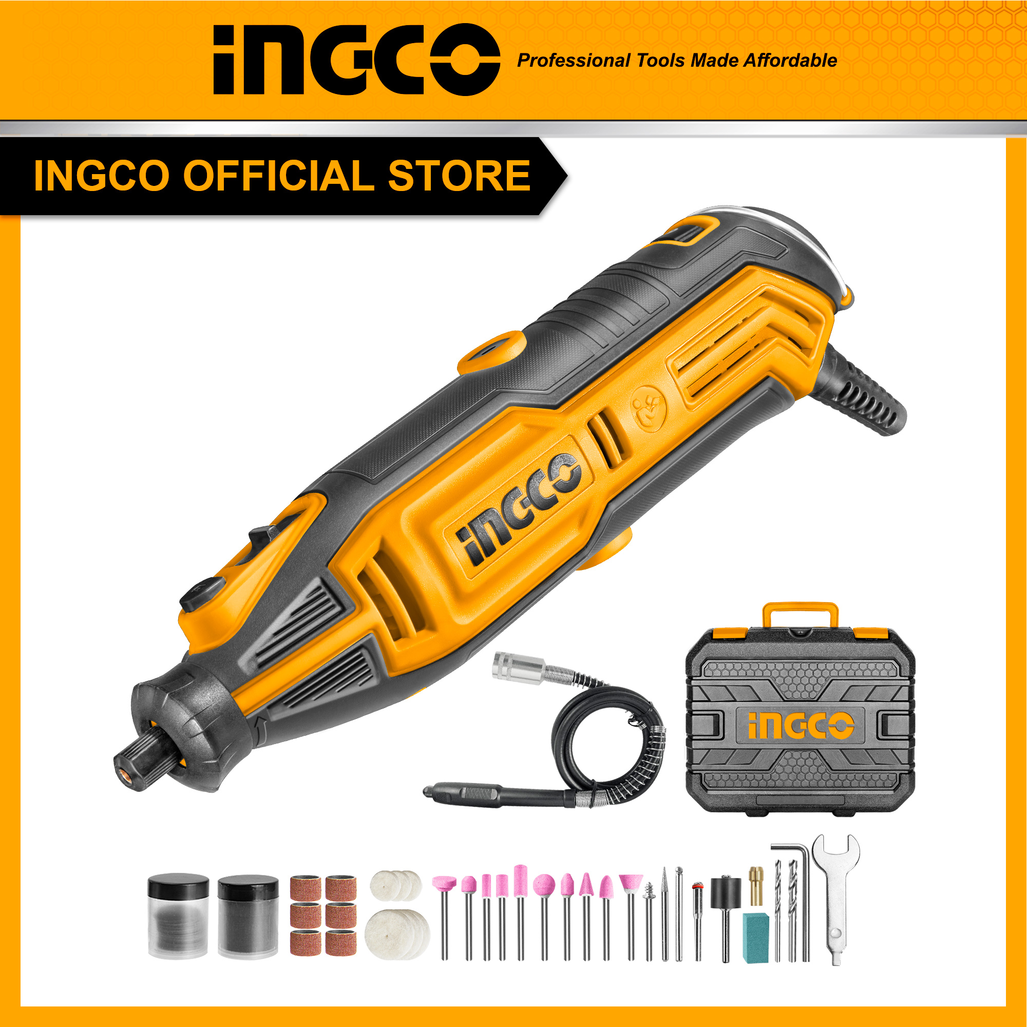 Máy mài khuôn mini cầm tay, công suất 130w ingco mg13328
