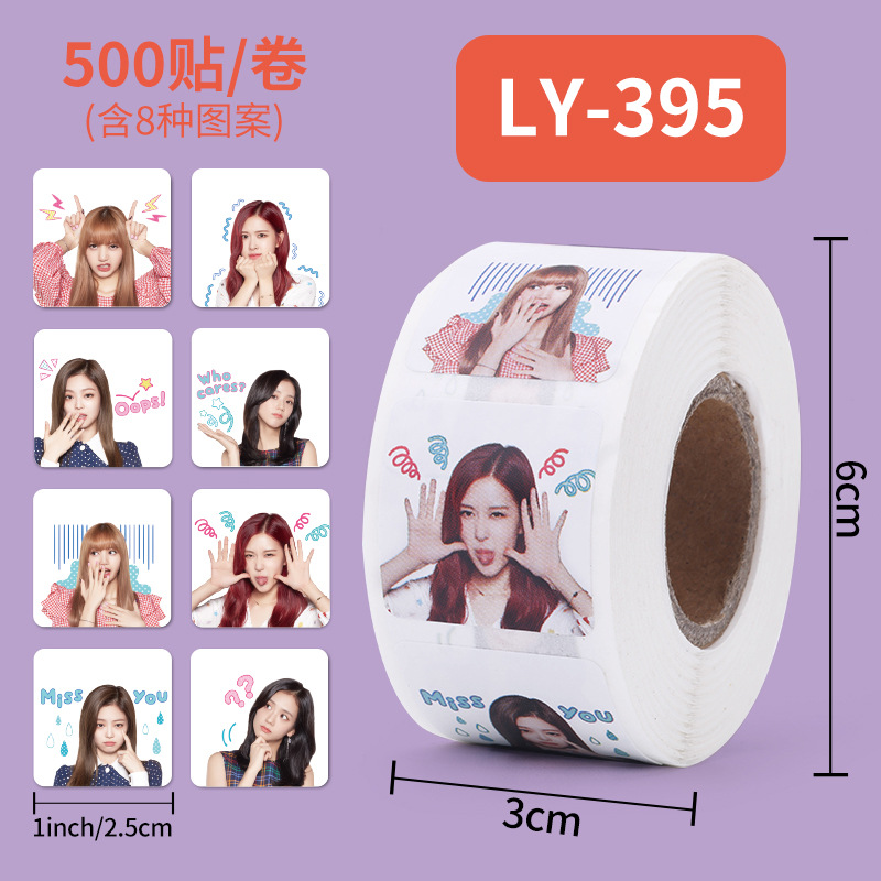 Sticker cuộn 500 miếng Black Pink