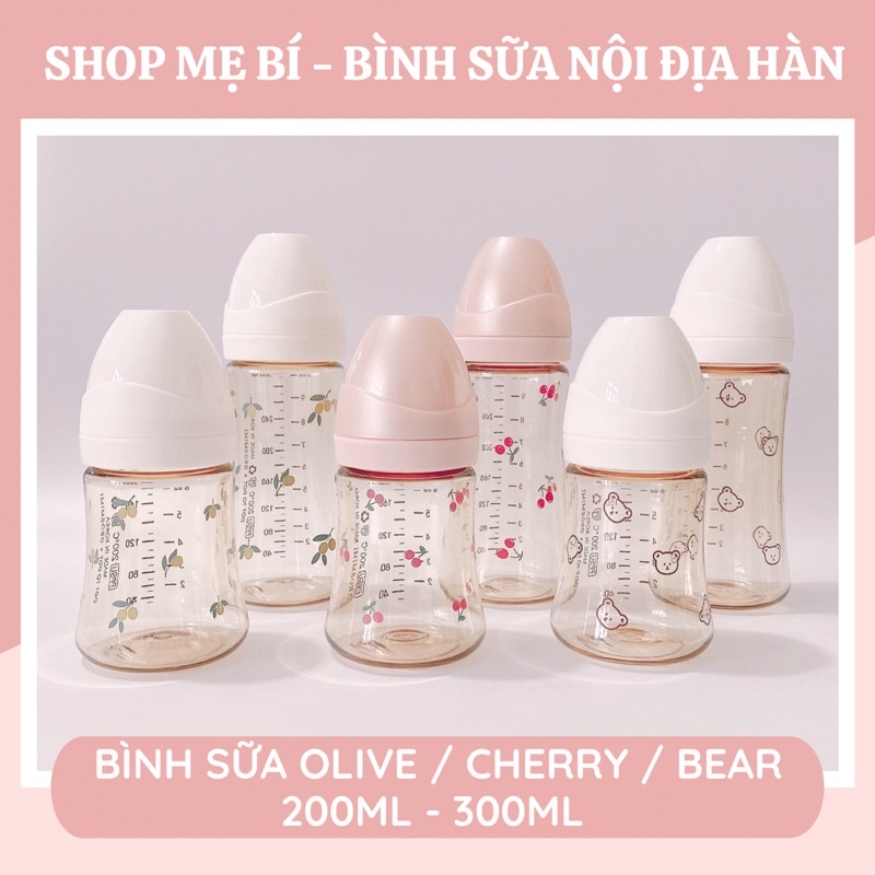 Bình sữa Olive /Cherry/ Bear  200-300ml (1b tách set không hôp)
