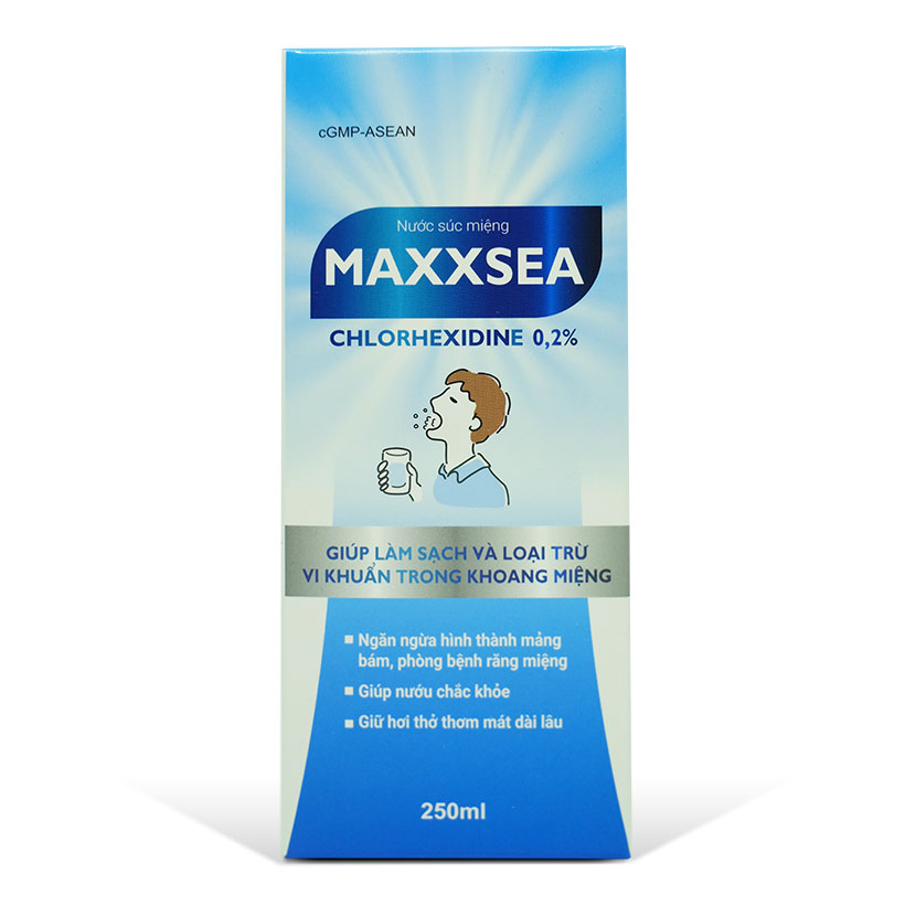 Nước súc miệng MAXXSEA [Chai 250ml] - Chlorhexidine kháng khuẩn [Medoral, maxsea, listerine, betadine, kin]