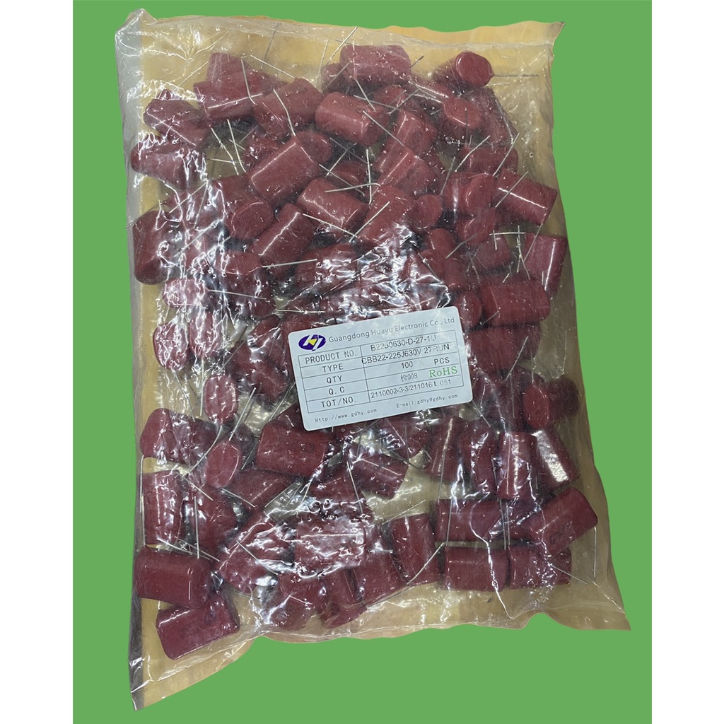 Tụ kẹo Nâu đỏ CBB22 225J 630v Set 5 Tụ