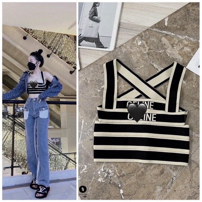 Áo 2s 2 dây chéo lưng croptop chất len mongtoghi QC