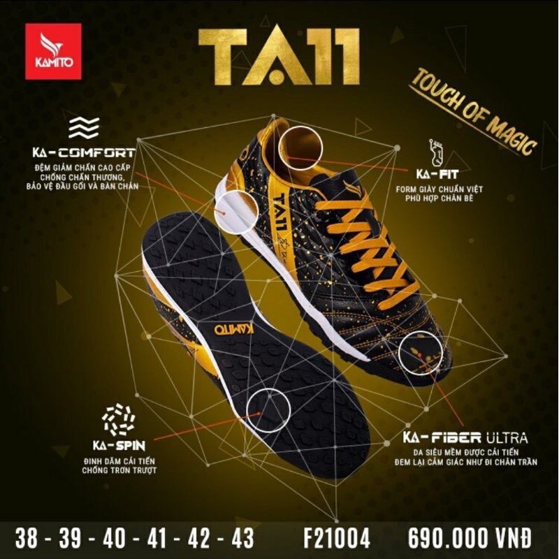 Giày đá bóng sân cỏ nhân tạo tuấn anh kamito ta11-as
